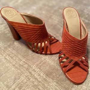 Tory Burch red slip on heels